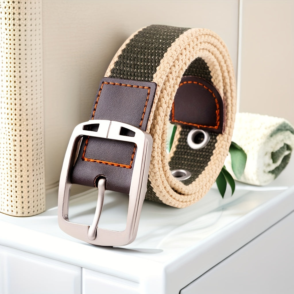 Canvas Alloy Needle Buckle Braid Belt Fashionable Cowboy Overalls Belt