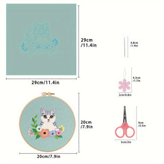 5pcs Animal Embroidery Kit with Hoop 20.07cm