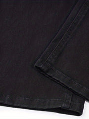 Casual Retro Style Solid Cotton Mid Stretch Jeans Mens Denim Pants