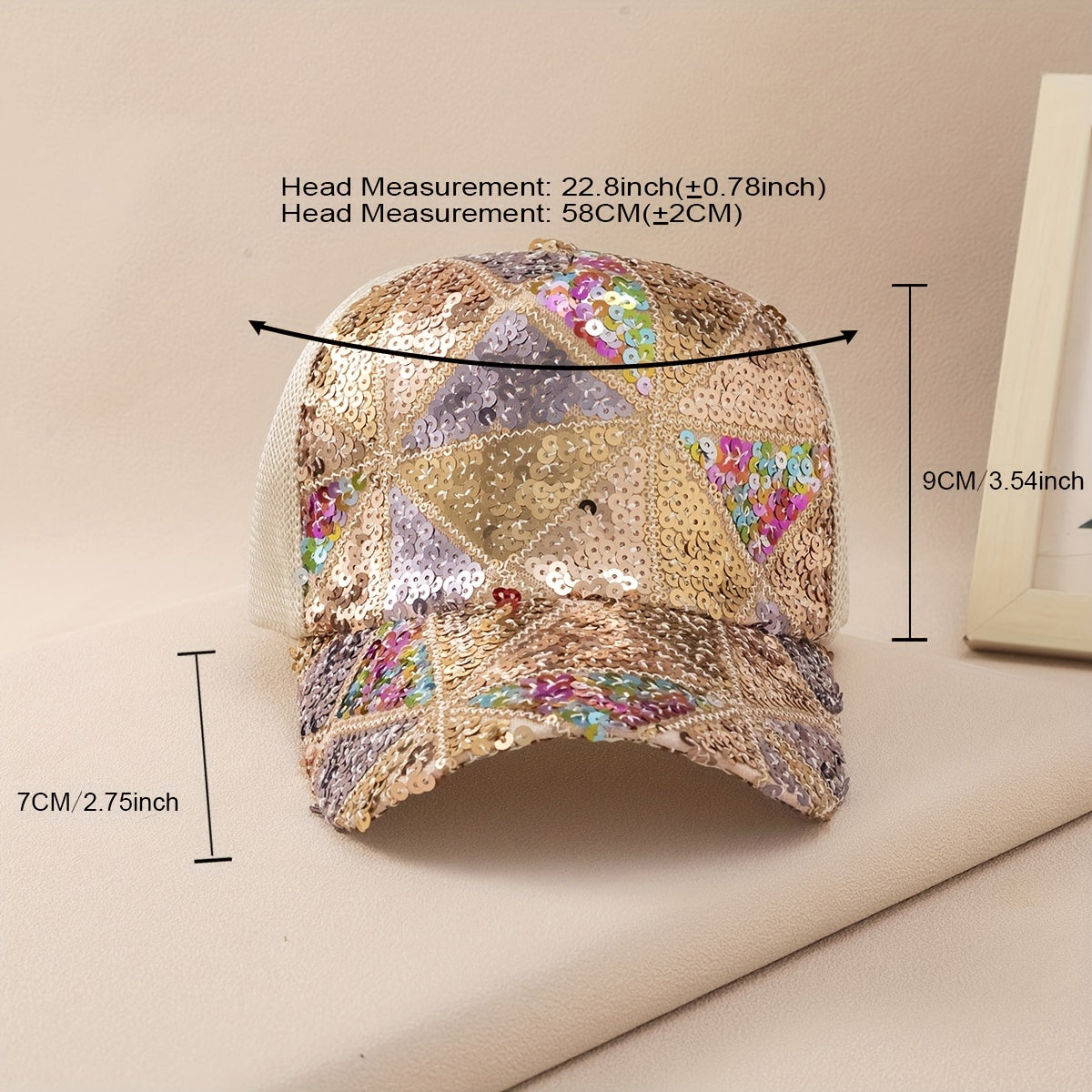 Sequin Sparkly Mesh Trucker Hat Adjustable Baseball Cap Plaid Dad Hats For Women