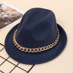 Acrylic Chain Woolen Jazz Top Hat for Gentleman Wedding Jazz Party Dress Cap