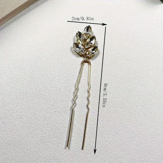 Crystal Pin U shaped Hair Pin Head Jewelry Bridal Wedding Hair Accessories