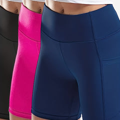Sports Shorts High Rise Elastic Biker Shorts With Pockets