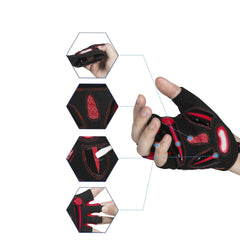 Liquid Gel Pad Cycling Gloves Red 5MM 0 19in for Men Women