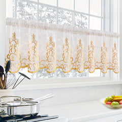 Embroidered Cafe Curtain Argyle Pattern Sweet Mantle for Bedroom Window