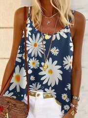 Floral Print Spaghetti Cami Top Summer Sleeveless Scoop Neck