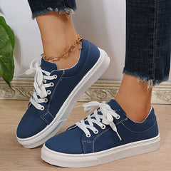 Flat Canvas Shoes Lightweight Low Top Lace Up Walking Shoes