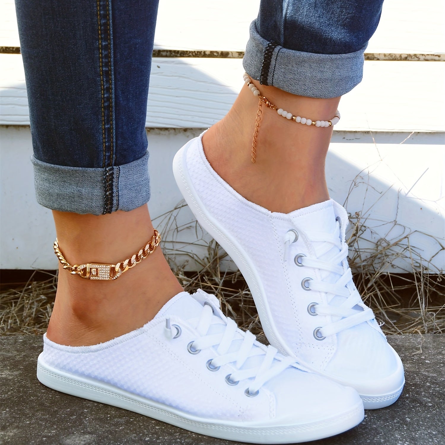 Women's Slip on Mules Sneakers Lace Up Lightweight Walking Shoes