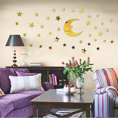 10pcs Fluffy Cloud Reflective Mirror Wall Stickers
