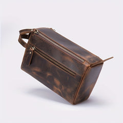 Leather Clutch Bag for Business Trip - Travel Toiletry Handbag