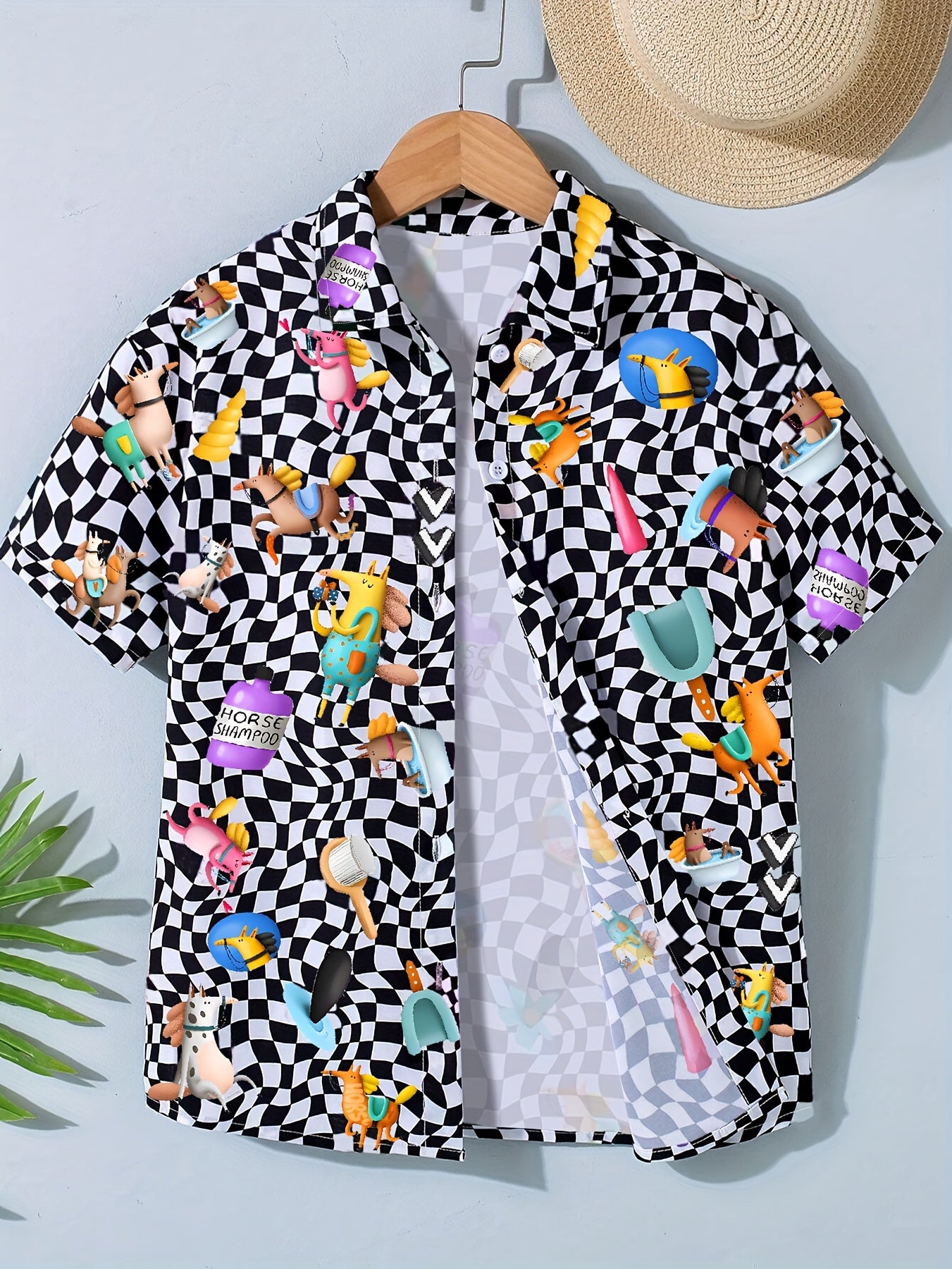 Kids Casual Checkered Short Sleeve Shirt for Summer