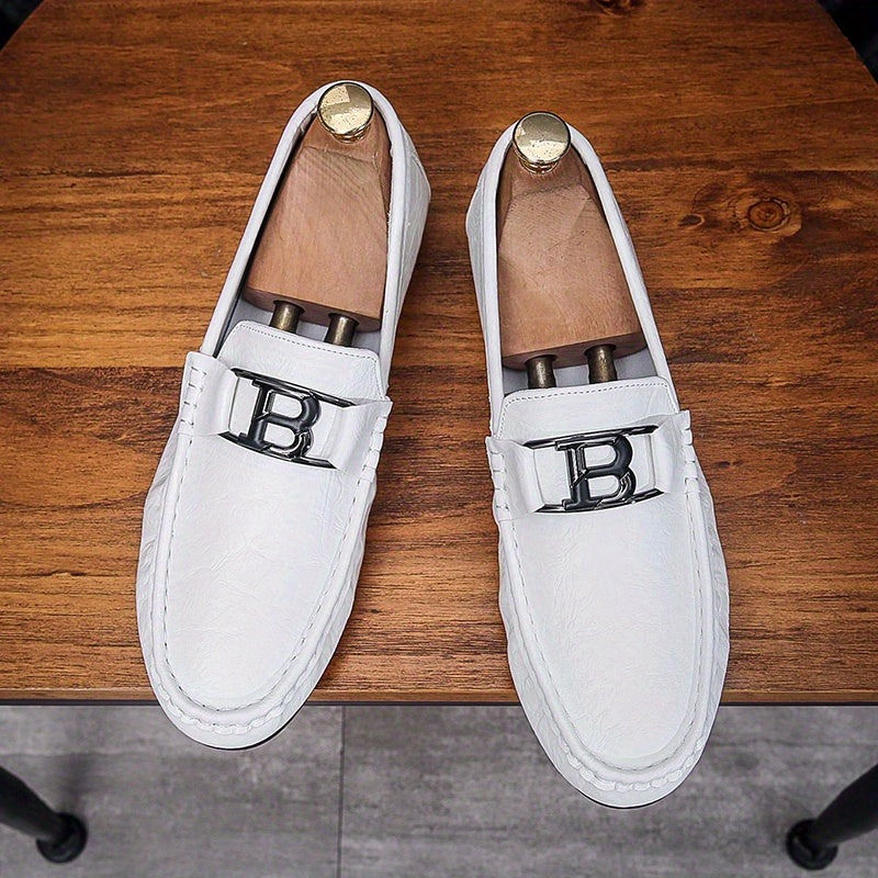 Men's Letter Decor Loafer Shoes Non-slip Driving Shoes