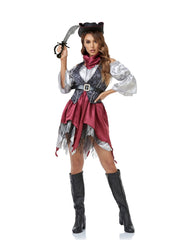 Naughty Pirate Mesh Colorblock Dress Costume