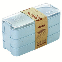 3-Tier Bento Box Lunch Box with Cutlery for Picnic & School