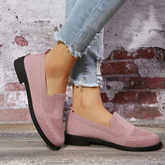 Women's Knitting Flat Slip On Shoes Casual Walking Shoes