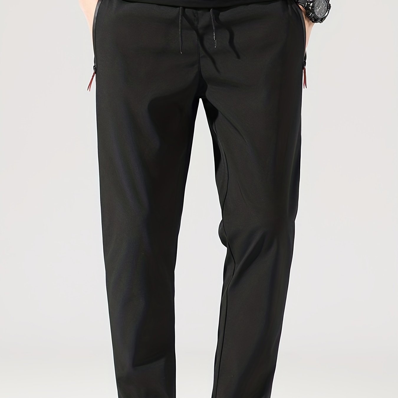 Men's Stretch Sports Drawstring Sweat Pants With Zipper