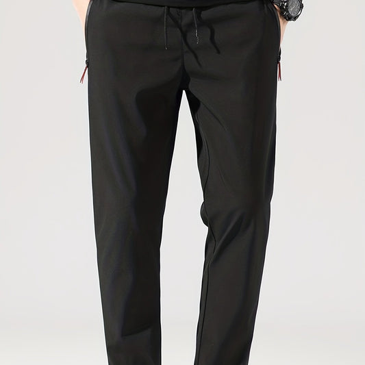 Men's Stretch Sports Drawstring Sweat Pants With Zipper