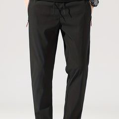 Men's Stretch Sports Drawstring Sweat Pants With Zipper