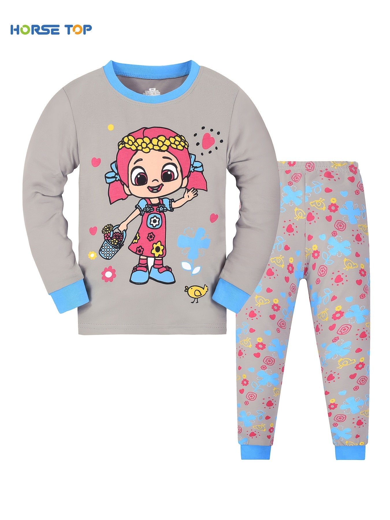 Unicorn Print Pajama Set Long Sleeve Top & Pants