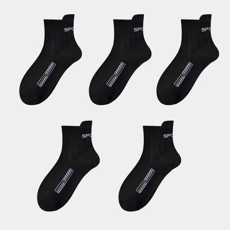 5 Pairs Men's Outdoor Crew Socks, All Seasons Comfortable Sports Stockings