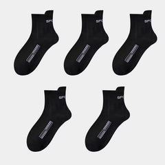 5 Pairs Men's Outdoor Crew Socks, All Seasons Comfortable Sports Stockings