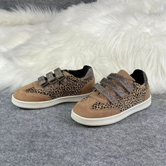Girl's Leopard Skate Shoes Hook And Loop Fastener Sneakers
