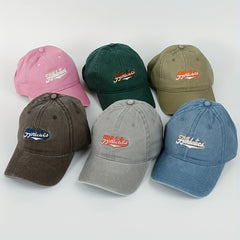 Unisex Sunshade Wide Brim Baseball Cap with Letter Embroidery
