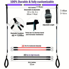 Pilates Bar Kit & Resistance Bands Fitness Set with Ab Roller