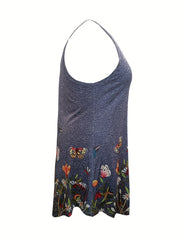 Floral Print Scoop Neck Tank Nightdress Plus Size