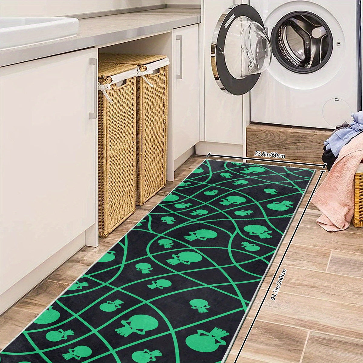 2'X10' Extra Long Skull Runner Rugs Laundry Room Rug Oriental Hallway Rug Runner