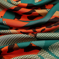 Orange Leopard Letter Print Bandana Vintage Block Square Scarf