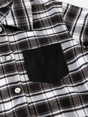 Kids Boys THE FUTURE IS Letter Print Plaid Shirts Long Sleeve Button Down Tops