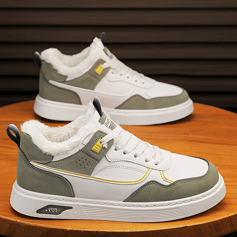 Men's Winter Skate Shoes Warm Plush Lining Non Slip Lace Up Outdoor Shoes