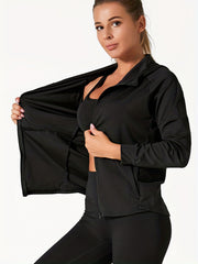 Women's Quick Drying Hooded Workout Jacket with Pockets