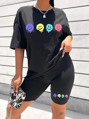 Melting Smile Two Piece Set Crew Neck T-Shirt & Shorts