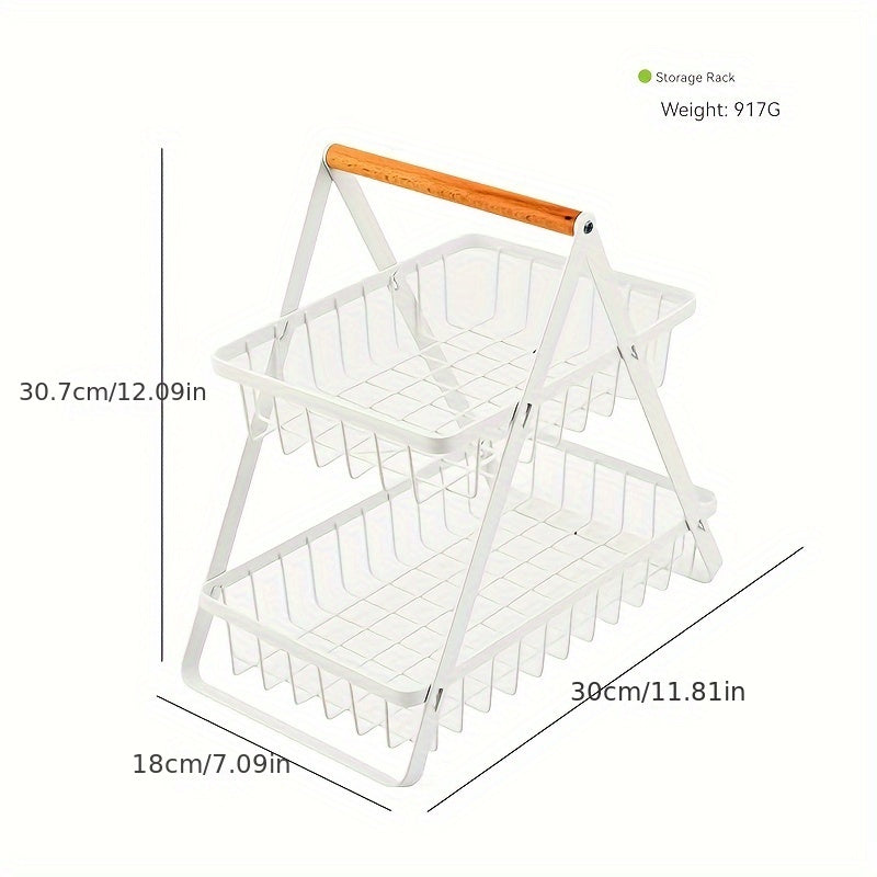 Foldable Iron Fruit Basket Desktop Storage Rack
