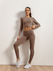 Women's Seamless Ribbed Yoga Top & Sports Pants Set