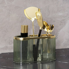 Wall Mounted Utensil Holder with Metal Rack - Stylish Kitchen Cutlery Storage