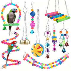 Bird Swing Toys with Bells for Pet Parrot Cage Hammock Hanging Toy