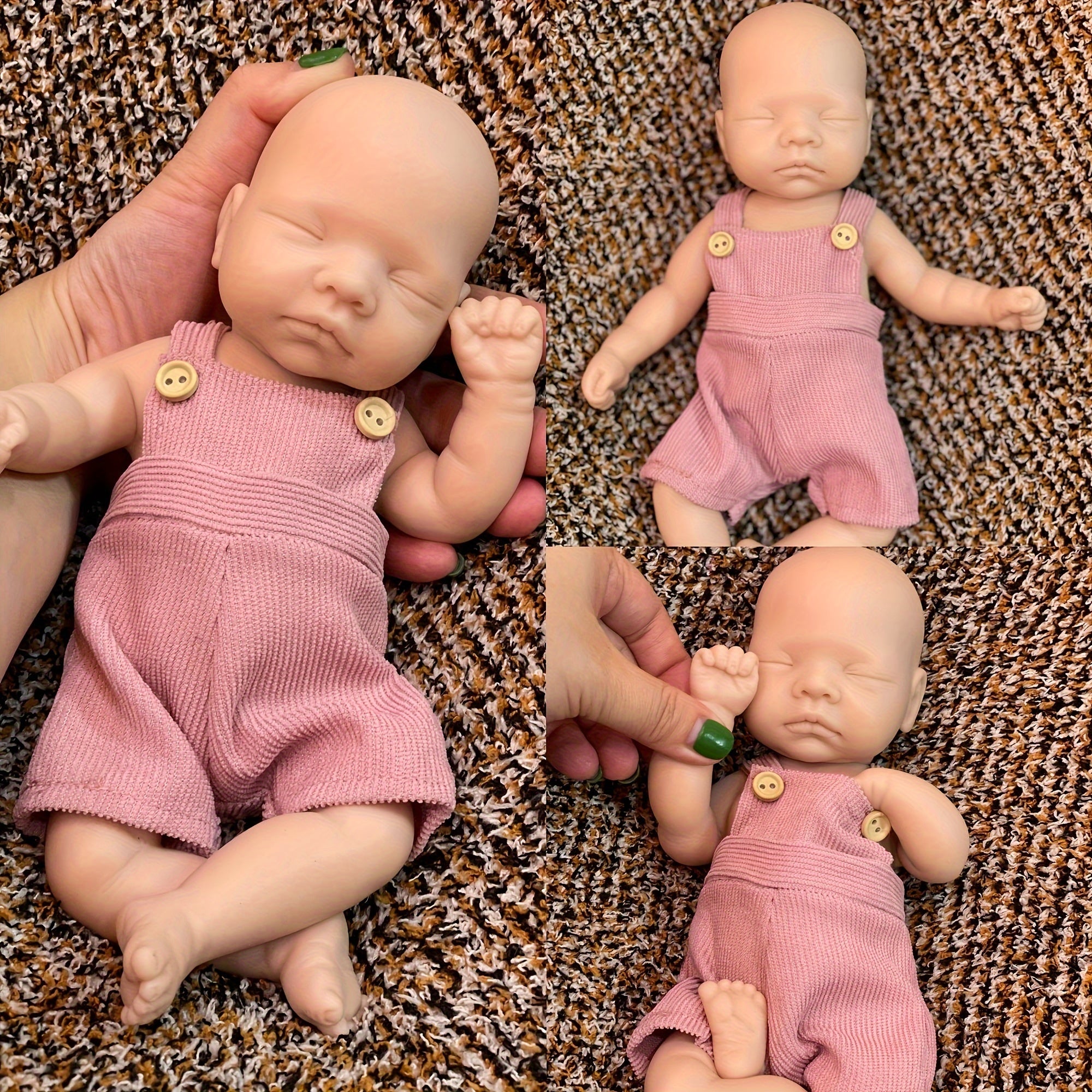 10 Inch Unpainted Silicone Reborn Girl Doll Soft & Washable with Pink Trousers