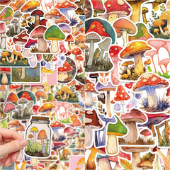 50pcs Watercolor Mushroom Series Phone Case Stickers