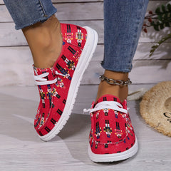 Women's Stylish Skateboarding Shoes, Red Upper, Lightweight Soles