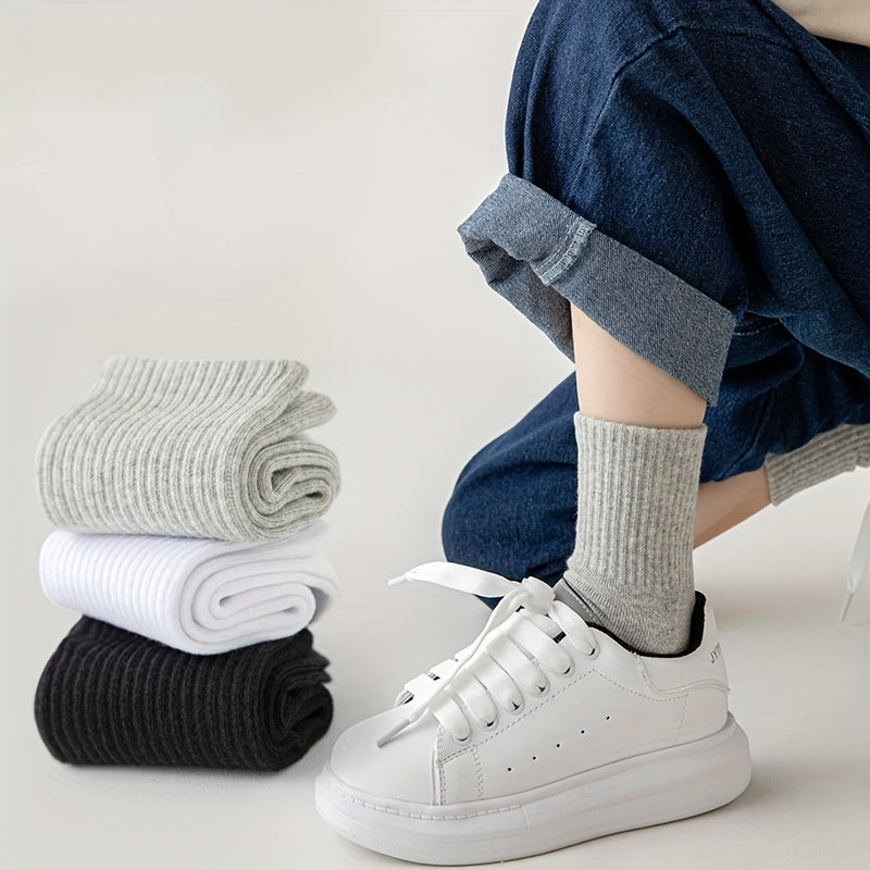 5pairs Boys Girls Kids Causal Plain Breathable Crew Socks