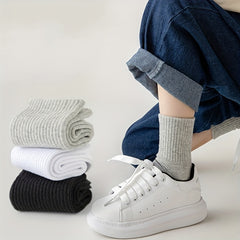 5pairs Boys Girls Kids Causal Plain Breathable Crew Socks