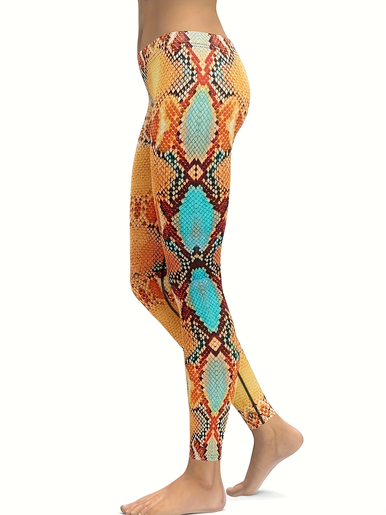 Snakeskin Yoga Leggings: Stylish High Waist Activewear for Women