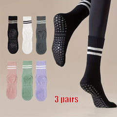 3 Pairs Yoga Socks Gym Pilates Sports Grip Socks Anti-slip