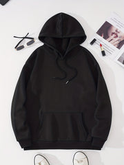 Solid Hoodies Casual Drawstring Long Sleeve Kangaroo Pocket Sweatshirt
