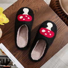 Mushroom Pattern Slip-On Plush Slippers