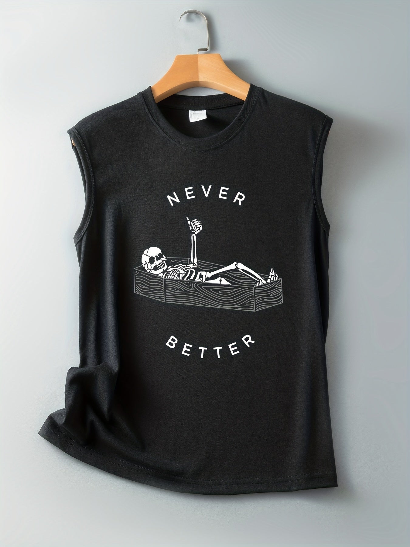 Skeleton & NEVER BETTER Print Tank Top Sleeveless Top For Summer Women