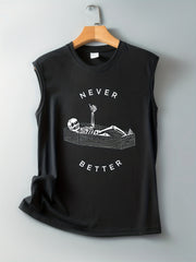 Skeleton & NEVER BETTER Print Tank Top Sleeveless Top For Summer Women